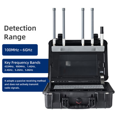 100MHz-6GHz 광대역 휴대용 스펙트럼 분석기 드론 탐지기 FPV 및 디지털 UAV 탐지 (실시간 비디오 스냅샷 기능 포함) 5km RF 신호 탐지기 (교정 및 공항 보안용)