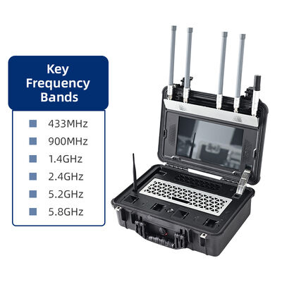 주문 고정밀 휴대용 드론 탐지기 100~6000MHz 스펙트럼 분석기 5km 범위 파일럿 지리적 위치 블랙리스트 경보 기업 및 가정 보안 시스템 온라인 제조
