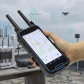 주문 휴대용 드론 탐지기 UAV 스펙트럼 탐지 프로토콜 분석 원격 ID 인식 및 실시간 궤도 추적 최대 3km 범위 온라인 제조
